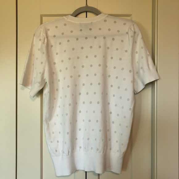 Karl Lagerfeld Paris Soft White Polka Dot Knit Top Sz L - Picture 3 of 3